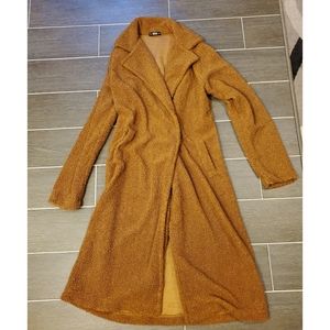 Fuzzy trench coat